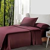 California Design Den Rayon from Bamboo Sheets Queen Size Bed Luxury Silk Sheets 4 Piece Sheet Set, Cooling Sheets, Burgundy 