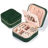 Travel Velvet Jewelry Box with Mirror, Mini Gifts Case for Women Girls, Small Portable Organizer Boxes for Rings Earrings Nec