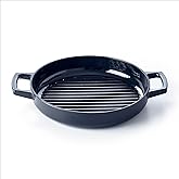 Alva 11" Nori Cast Iron Grill Pan with 2 Handles with Grill Ridges, Cast Iron Pan for Stove Top, Grill, Oven, Induction, and 