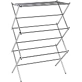 Amazon Basics Foldable Laundry Rack for Air Drying Clothing, 29.4 x 14.8 x 41.9 inches (LxWxH), Chrome Silver