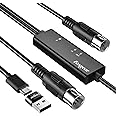 Fasgear USB C MIDI Cable with Type C to USB Adapter, 6ft Type C to in-Out MIDI Cable for Music Keyboard Piano to PC Laptop, M