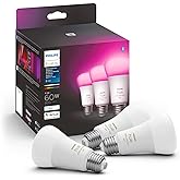 Philips Hue Smart 60W A19 LED Bulb - White and Color Ambiance Color-Changing Light - 3 Pack - 800LM - E26 - Indoor - Control 