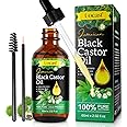 Jamaican Black Castor Oil,100% Pure and Natural Organic Castor Oil Cold Pressed Glass Bottles, Hair Growth, Eyebrow Care, Ski