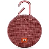 JBL Clip 3, Fiesta Red - Waterproof, Durable & Portable Bluetooth Speaker - Up to 10 Hours of Play - Includes Noise-Cancellin