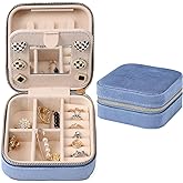 Dajasan Velvet Travel Jewelry Box, Mini Travel Jewelry Case, Small Portable Travel Jewelry Organizer Box with Mirror for Wome