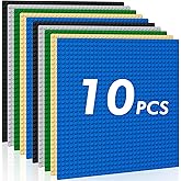 Pokiiulk Classic Baseplates Building Plates-Pack of 10 Large 10" x 10" Building Bricks, Compatible with All Major Brands and 