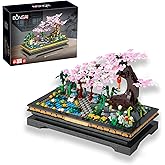 Bonsai Tree Building Sets，Japanese Style Cherry Blossom Tree Mini Building Blocks(1101PCS), Including Garden, Plants,Animal,P