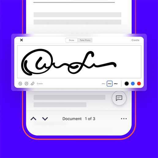 A user draws a signature and signs an agreement on their phone with the DocuSign mobile app