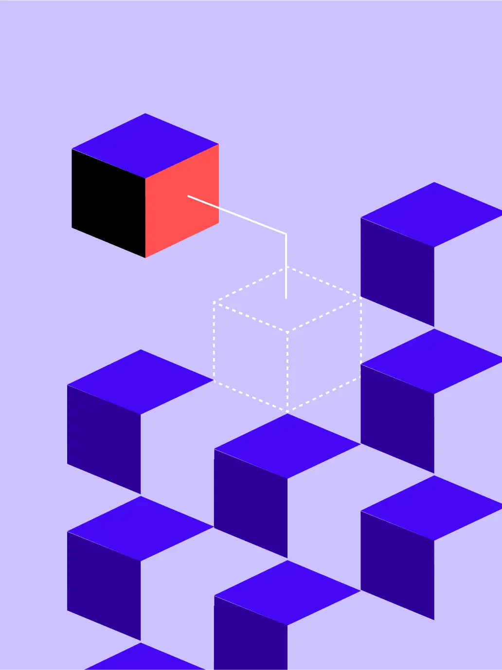 Digital artwork of blocks aligning into a pattern 