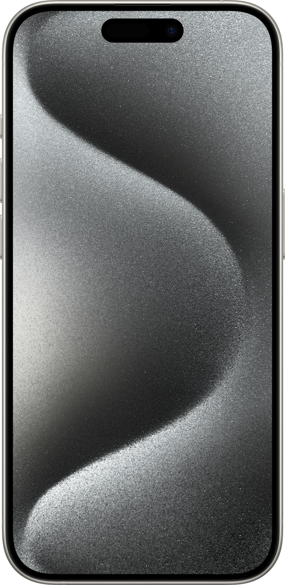 Voorkant van een titanium iPhone 15 pro