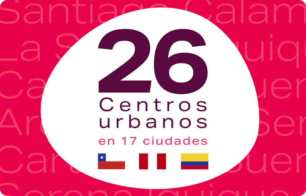 26 centros urbanos en 3 países