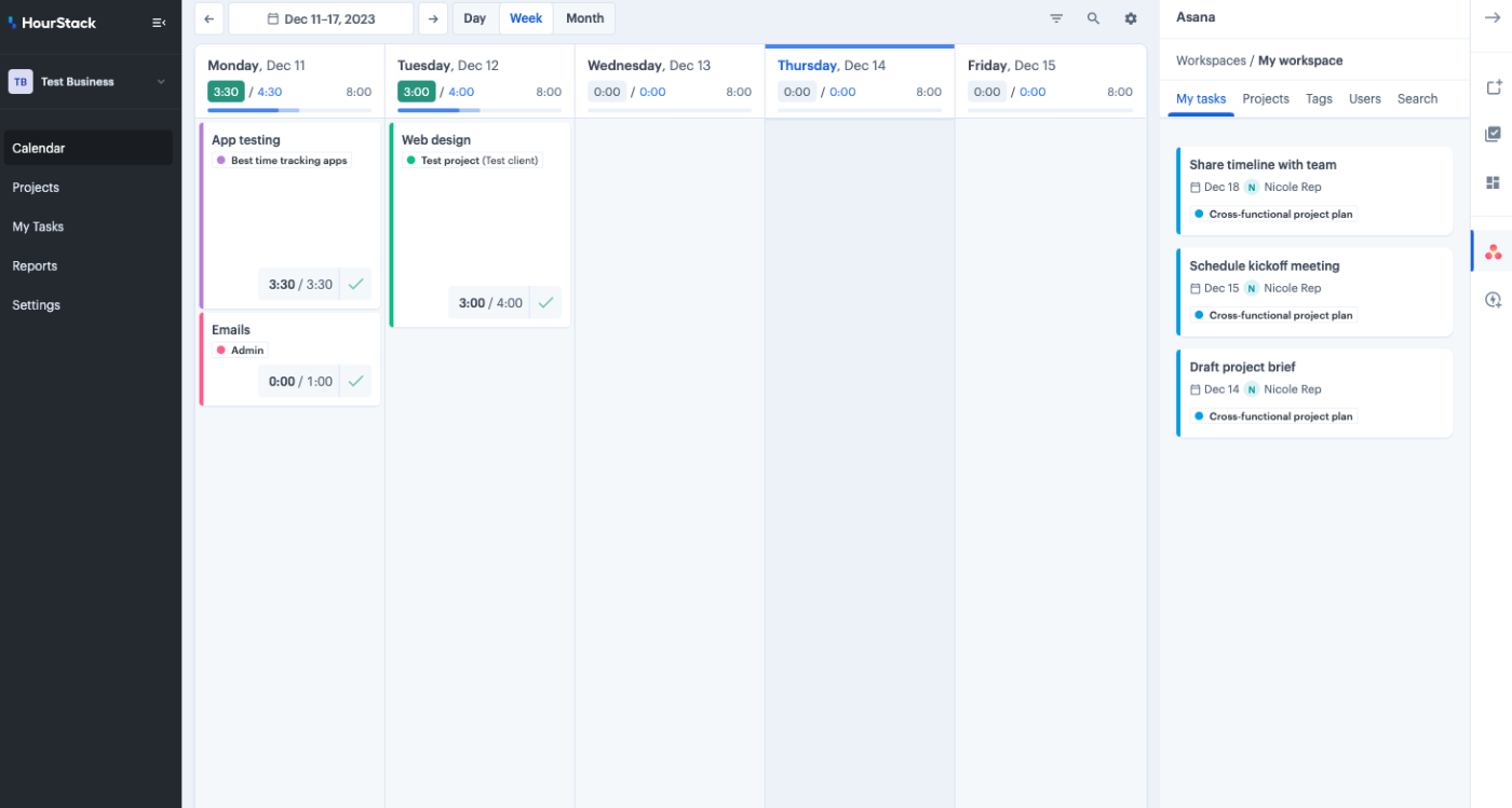HourStack, our pick for the best time tracking app for integrating with your team's project management tool 