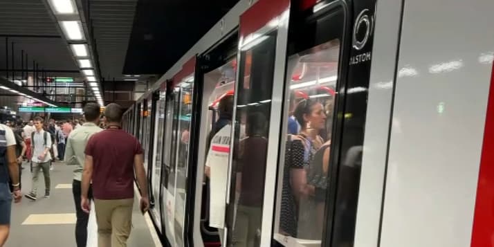 La ligne B du métro à Lyon.