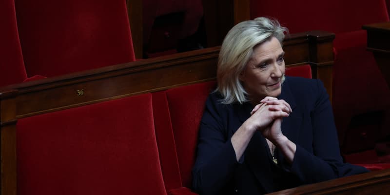 Marine Le Pen, cheffe des députés RN, à l'Assemblée nationale le 29 mars 2024