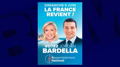 L'affiche de Jordan Bardella pour les élections européennes du 9 juin 2024