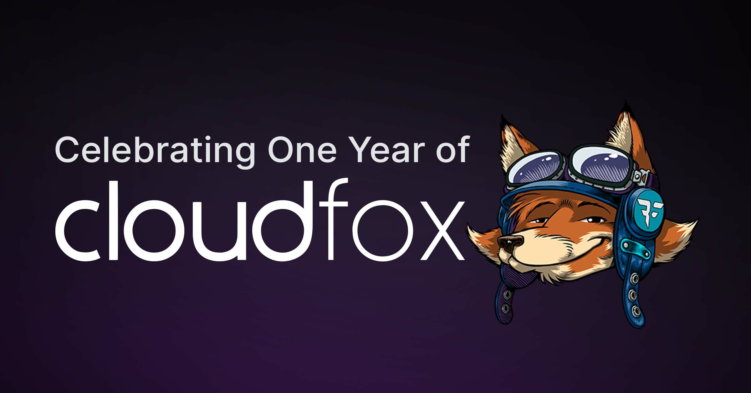 Celebrating one year of CloudFox with purple background and Bishop Fox CloudFox logo.