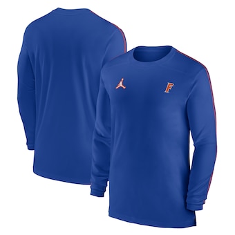 Men's Jordan Brand Royal Florida Gators 2024 Sideline Coach UV Performance Long Sleeve T-Shirt