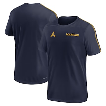 Men's Jordan Brand Navy Michigan Wolverines 2024 Sideline Coach Performance Top