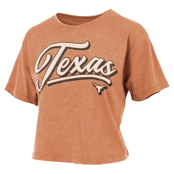 Women's Pressbox Texas Orange Texas Longhorns Team Script Harlow Vintage Waist Length T-Shirt