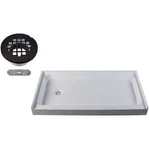 60 in. x 34 in. Single Threshold Alcove Shower Pan Base with Left Hand Plastic Drain in Oil Rubbed Bronze