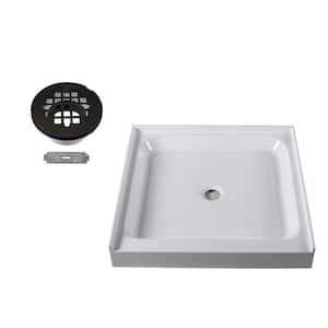 36 in. L x 36 in. W Single Threshold Alcove Shower Pan Base with Center Drain in Oil Rubbed Bronze