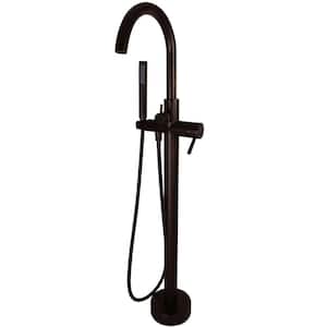 39 in. Floor Mount Freestanding Bathtub Filler Faucet with Handheld Shower, Oil Rubbed Bronze