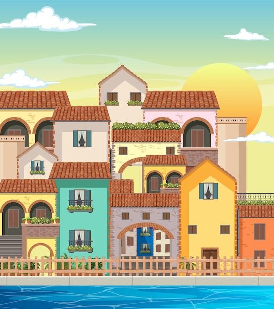 Italy town style house and building landscape