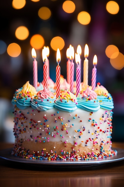 Photo gratuite délicieux gâteau d'anniversaire avec bougies