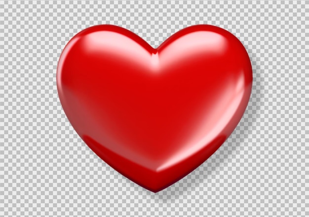 PSD gratuit rendu 3d d'un coeur de ballon rouge isolé sur un fond transparent