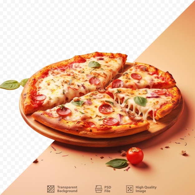 PSD une pizza avec une tomate et de la mozzarella dessus