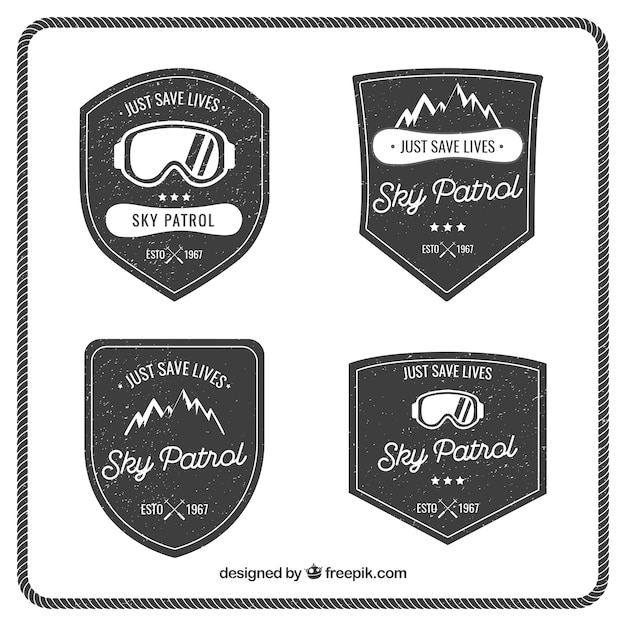 Vecteur gratuit collection de badge de ski