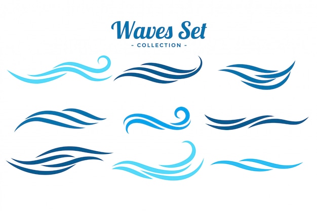 Vecteur gratuit concept de logo de vagues abstraites ensemble de neuf