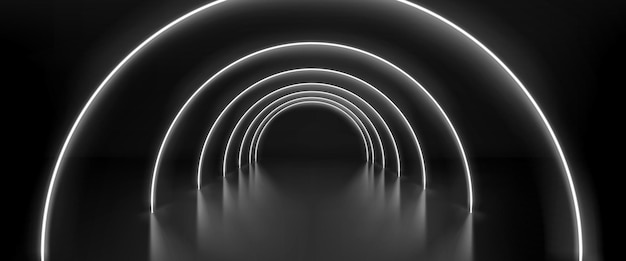 Vecteur gratuit chambre noire abstraite réaliste avec des arches blanches