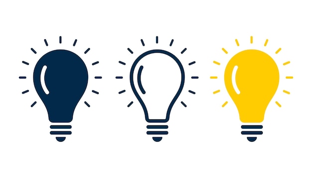 Vecteur gratuit l'ensemble de trois ampoules représente un concept d'idée d'entreprise efficace