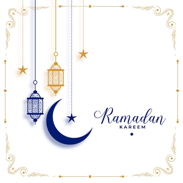 Vecteur gratuit Élégant ramadan kareem blanc voeux décoratif