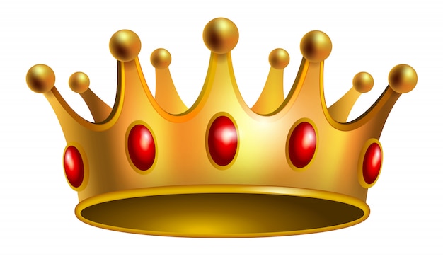 Vecteur gratuit illustration réaliste de la couronne d'or avec des gemmes rouges. bijoux, prix, royauté.
