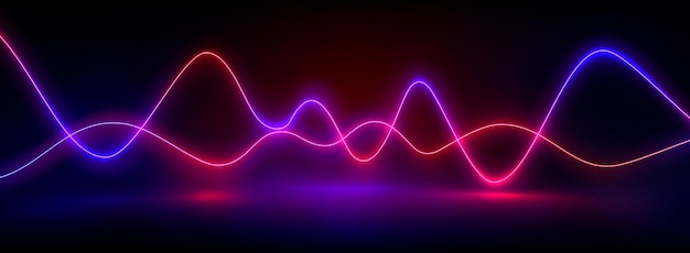 Vecteur gratuit des lignes d'ondes de néon abstraites sur fond noir