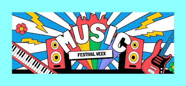 Vecteur gratuit modèle de couverture facebook festival de musique
