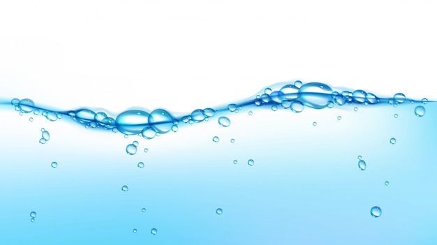 Vecteur gratuit vague d'eau propre vecteur bleu avec fond de bulles d'air