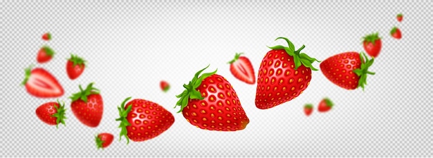 Vecteur gratuit vague de tranche de fraise vecteur isolé 3d