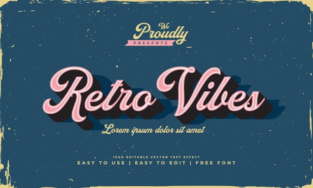 Vecteur vintage rétro classique coloré minable usé effet de texte modifiable
