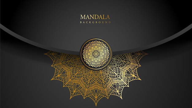 Vecteur beau fond noir de mandala d'or arabe avec le style islamique de modèle