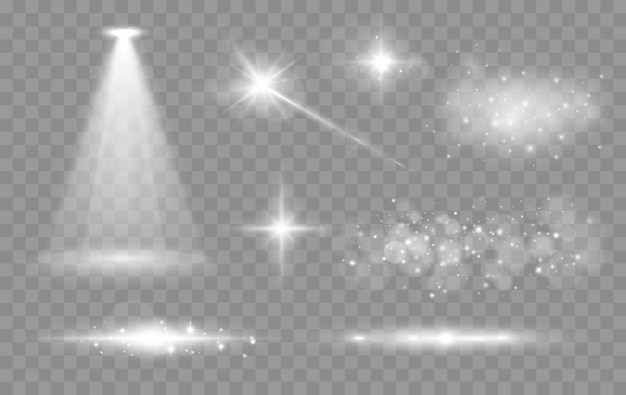 Vecteur briller les étoiles brillantes lumières vectorielles et étincelles isolées sur fond transparent
