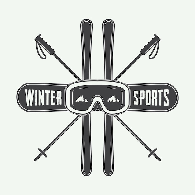 Vecteur Éléments de logo, d'insigne, d'emblème et de conception de sports d'hiver vintage. illustration vectorielle