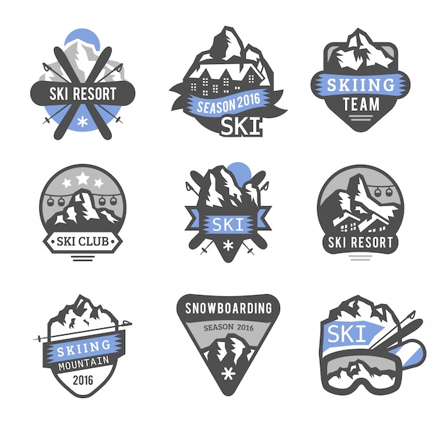 Vecteur emblèmes du logo de la station de ski