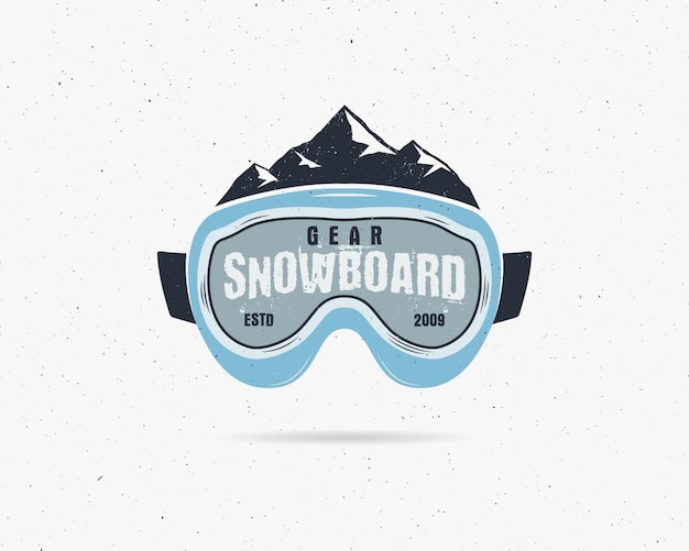 Vecteur logo extrême de lunettes de snowboard, modèle d'étiquette. insigne de magasin de sport de snowboard hiver.