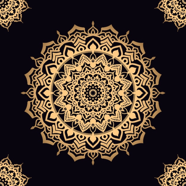 Mandala De Luxe Avec Motif Arabesque Doré Style Oriental Islamique Arabe