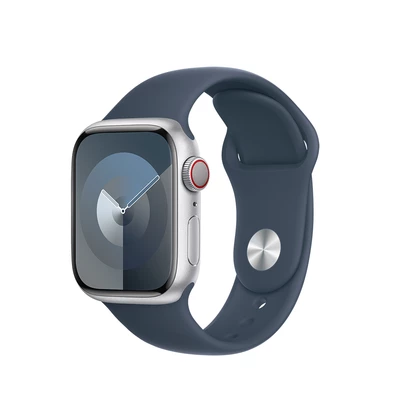 Apple Watch Series 9 GPS + Cellular 41mm Silver Aluminium Case with Storm Blue Sport Band - S/M - Produkt otwarty - rękojmia ograniczona do 1 roku