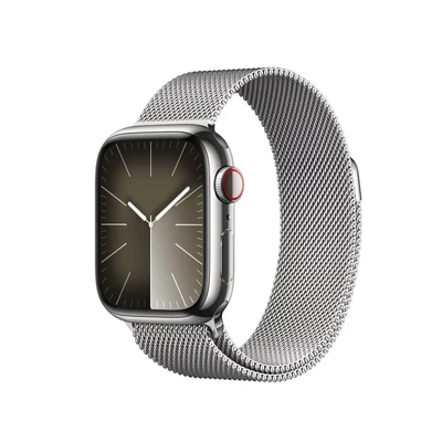 Apple Watch Series 9 GPS + Cellular 41mm Silver Stainless Steel Case with Silver Milanese Loop - Produkt otwarty - rękojmia ograniczona do 1 roku