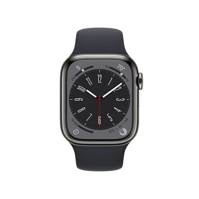 Apple Watch Series 8 GPS + Cellular 41mm Graphite Stainless Steel Case with Midnight Sport Band - Regular - Produkt otwarty - rękojmia ograniczona do 1 roku